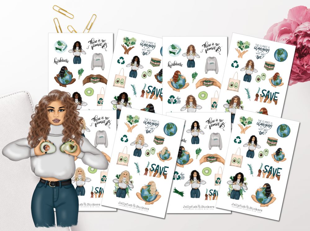 Girl Earth Sticker Set